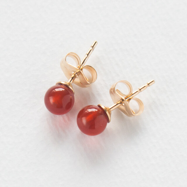 カーネリアンのシンプルひとつぶピアス〜14KGF | iichi 日々の