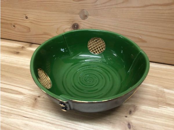 新品】有田焼製 緑釉透し綴目菓子鉢 1点 サイズ/直径/約17.5cm×高さ/約