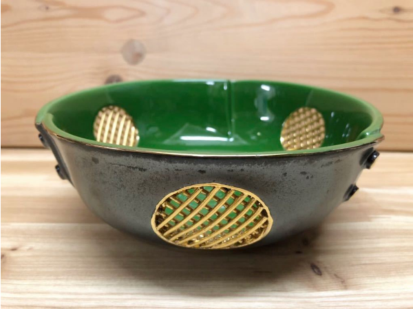 江戸時代　緑釉鉢17枚　木箱付　幅約12.5㎝　東Y7-1112④ 新品】有田焼製 緑釉透し綴目菓子鉢 1点 サイズ/直径/約17.5cm×高さ/約