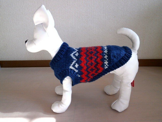 犬服 洗濯機OKのセーター(トリコロールカラー)の画像1枚目