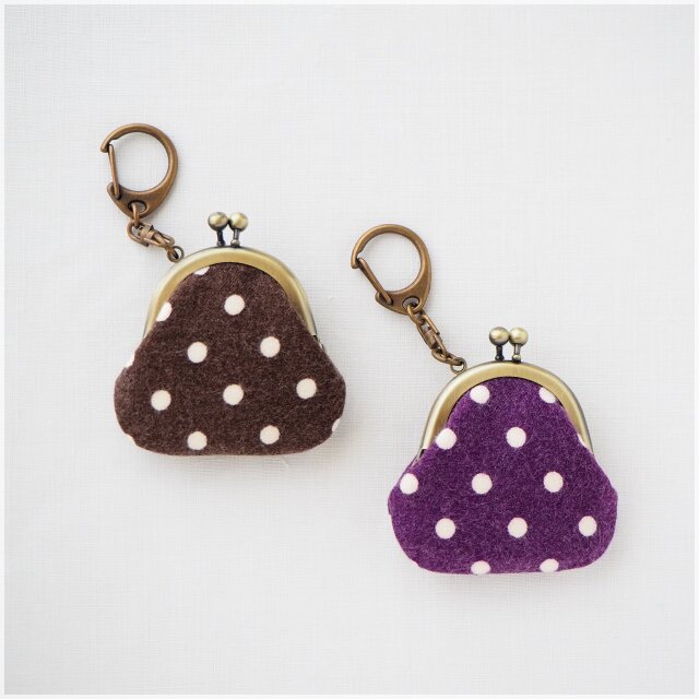 ■水玉ネルのミニがま口キーホルダー■ chloe(ndot)