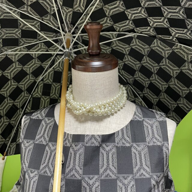 大島紬のワンピースドレス&日傘 涼風の画像1枚目