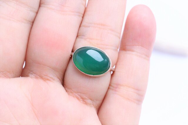 グリーン オニキス Silver Ring 2の画像1枚目