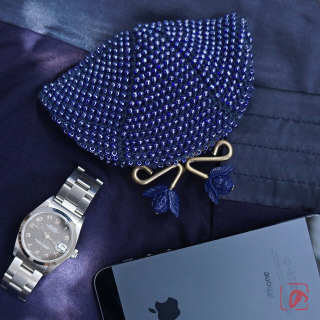 ばあば作☆☆総ガラスビーズのがま口（angelus・1465）