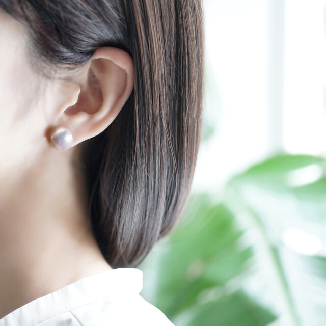 良質大粒バロック真珠の一粒ピアス・イヤリング可・サージカル