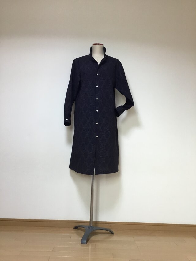 紬のロングブラウス      着物リメイク    2way