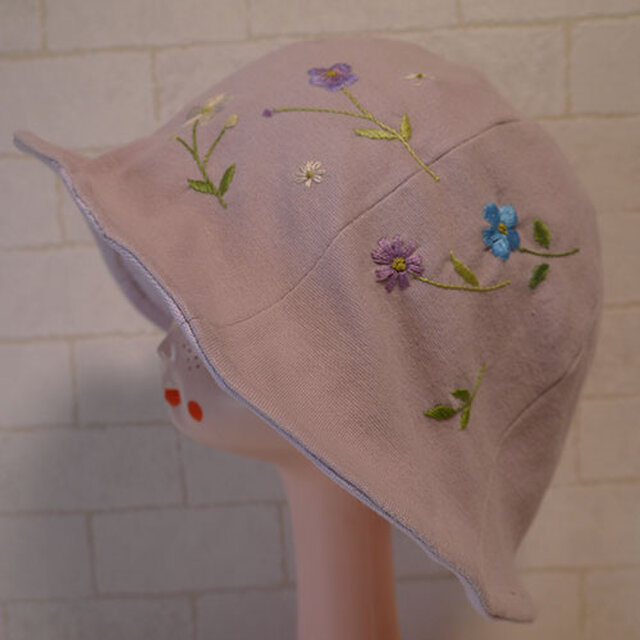 コットン素材スパンフライスニット生地で作ったチューリップハット