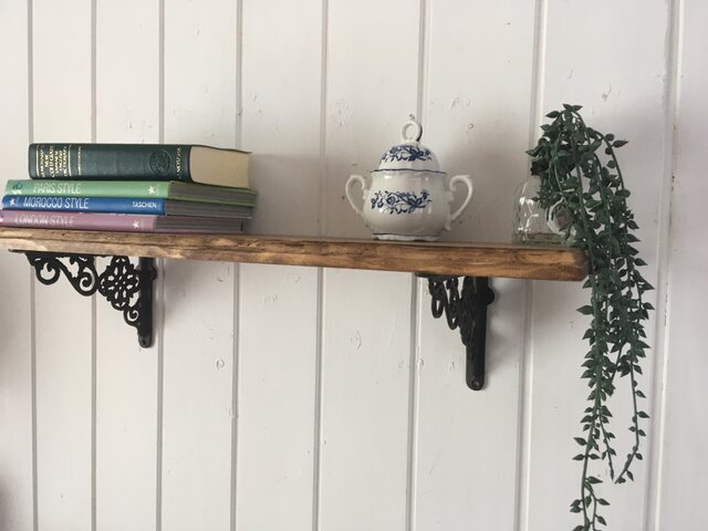 W60cm D20cm アンティークウォールシェルフ アイアンブラケット