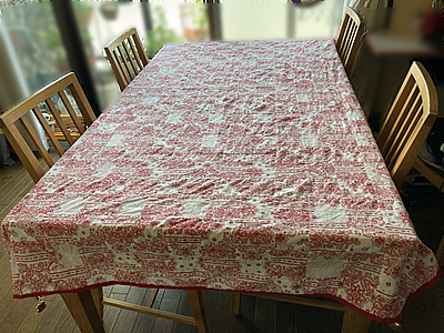 パッチワークテーブルクロス-深紅ペーズリー柄＋ウエィト | iichi 日々