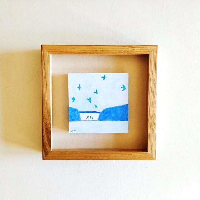 原画「見晴らしのよい場所」 水彩 絵画 ※ボックス額縁入り