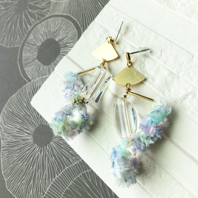 イヤリングカラー調耳飾り (ピアス)水蜜桃 ※イヤリング付け替え可の画像1枚目