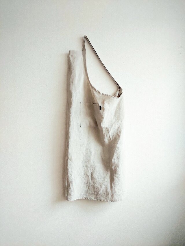 天日干しリネンエプロン 　キナリ　long