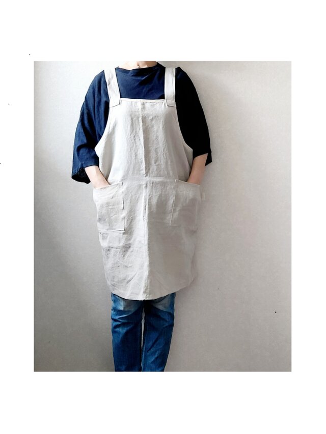 天日干しリネンエプロン 　キナリ　short