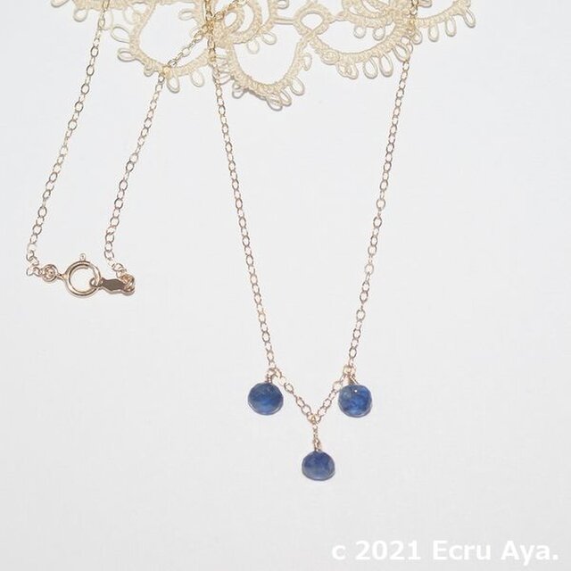 *葛*宝石質ブルーサファイアAAAのオニオンブリオレットカットのネックレス