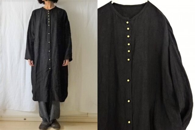 プレミアム 受注制作 黒 綾織り40リネン ロングシャツカーデ お買い求めしやすい価格 Askforney Com