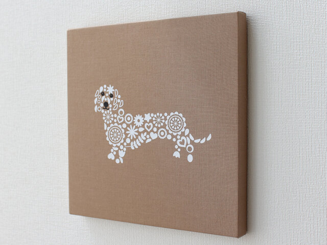 ダックスフンドのファブリックパネル M-739◇モカ/白 | iichi 日々の