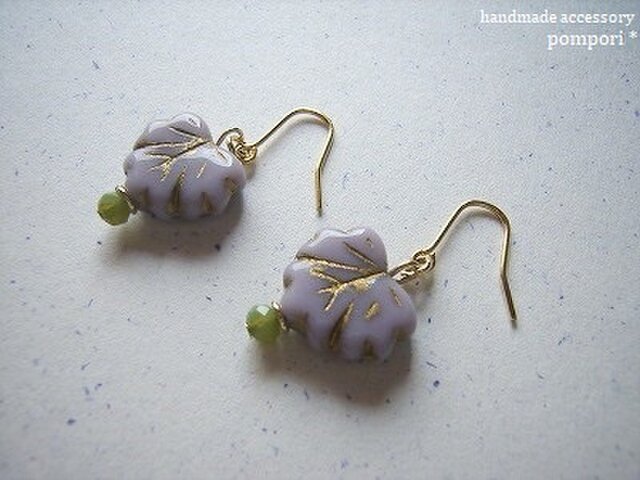 ◇ｲﾔﾘﾝｸﾞ・ﾉﾝﾎｰﾙ◇楓のピアス（ラベンダー） iichi ハンドメイド・クラフト作品・手仕事品の通販