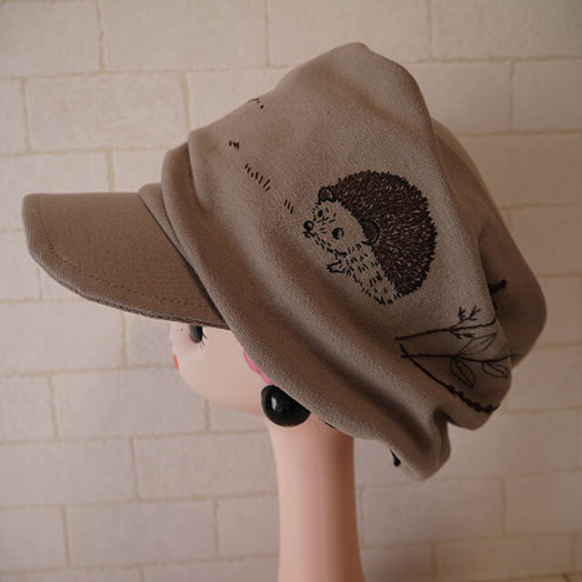 コットン素材スパンフライスニット生地で作ったニットキャップ（ハリネズ）