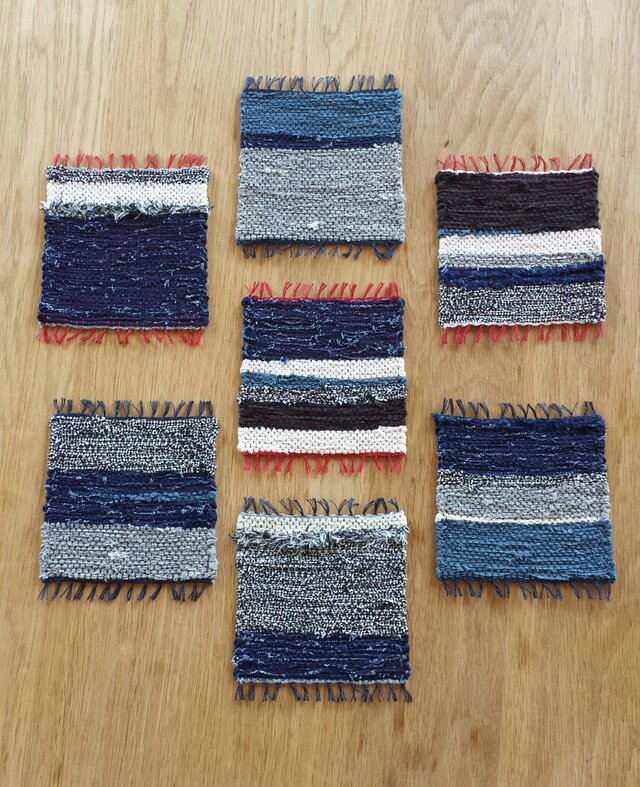 裂き織り】リネンのコースター#02 | iichi 日々の暮らしを心地よくする