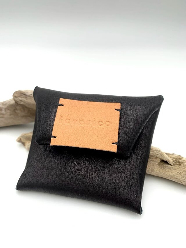 革のミニコインケース　黒