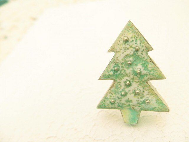 七宝 クリスマスツリーブローチ大の画像1枚目