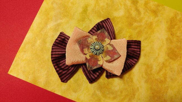 和紙花ストライプバレッタの画像1枚目