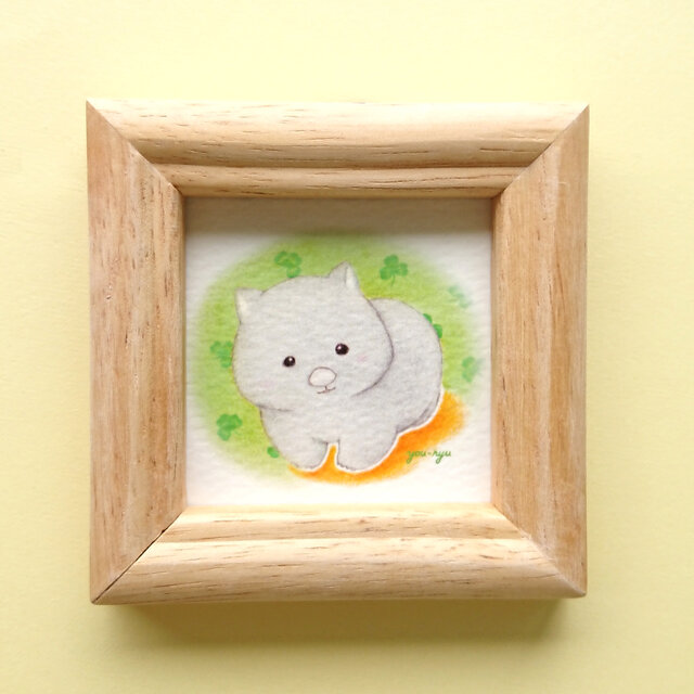 額付ミニイラスト ウォンバットちゃんこんにちは Iichi ハンドメイド クラフト作品 手仕事品の通販
