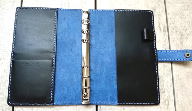 ハンドメイド　バイブル(b6 )　システム手帳カバー　牛革黒　内径19mm ハンドメイドバイブル(b6 )システム手帳カバー牛革黒内径19mm