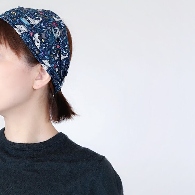 ワイドなヘアバンド ネイビー 動物 犬 うさぎ 鳥 秋 ハロウィン Iichi ハンドメイド クラフト作品 手仕事品の通販