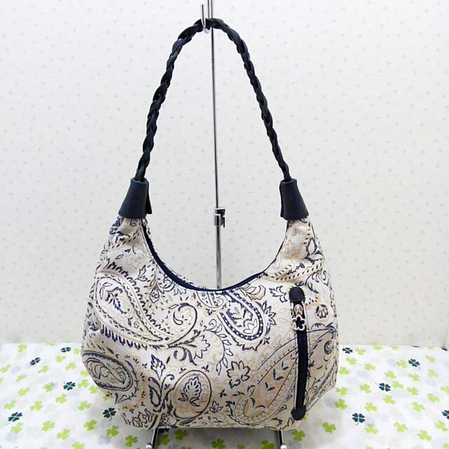 完売　期間限定50％OFF　ペイズリー柄のジャカードワンショルダーバッグ　ネイビー