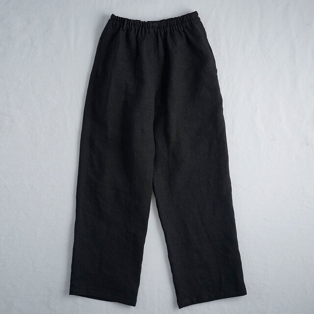 Linen Pants リラックスパンツ/ブラック b001o-bck2 | iichi ハンドメイド・クラフト作品・手仕事品の通販