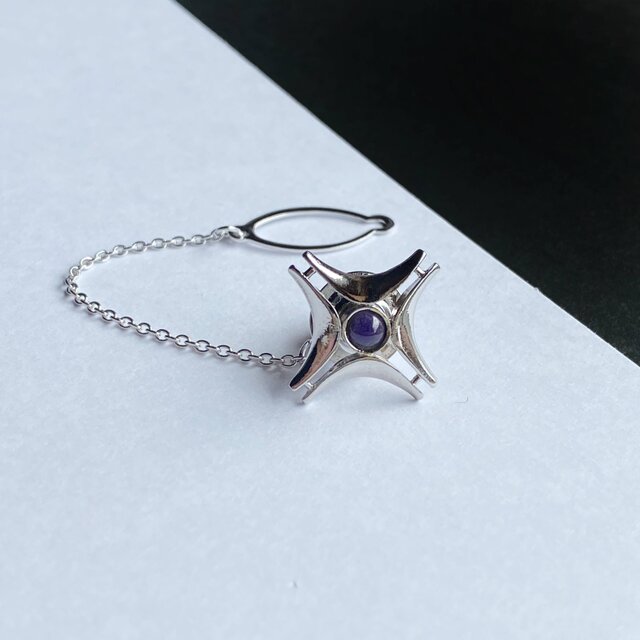 南十字星【アメジスト Amethyst】七宝焼のタイタック ラペルピン 純銀胎七宝