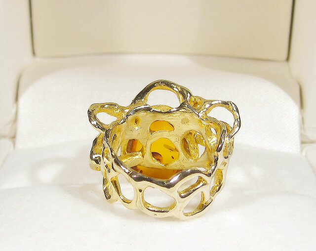 15×11mm琥珀とSV925の指輪（リングサイズ：9～10号の方に推奨