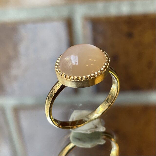 オレンジムーンストーン オーバルカボション シルバーSV925リング