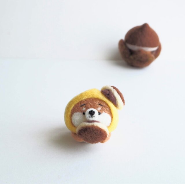 受注製作】なりきり栗どら焼きのまゆ柴犬(赤柴・黒柴・白柴) 羊毛