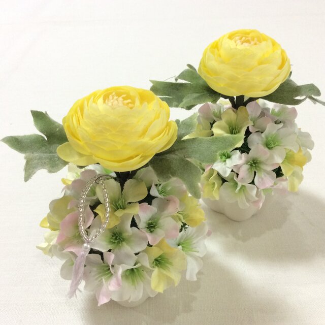 ❣️SALE❣️仏花   真珠の涙   宝珠（仏花ミニサイズ、造花、【1対】、お供え、お盆、お彼岸、敬老の日）