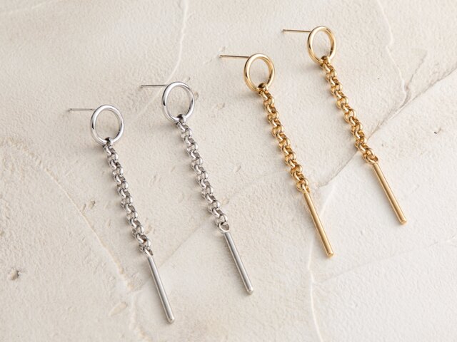 日本未入荷☆ブロガー多数愛用*ロングチェーンピアス Silver silver ロングチェーンピアス【受注製作】 | iichi 日々の暮らし