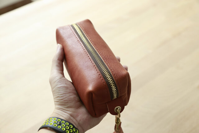 柔らかいヌメ革】本革手作りペンケース ファスナー筆箱 プレゼント