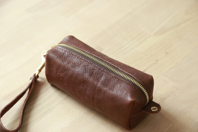 柔らかいヌメ革】本革手作りペンケース ファスナー筆箱 プレゼント