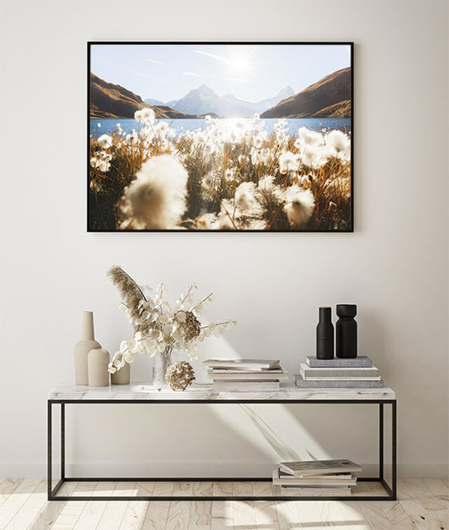 バッハアルプ湖 / アートポスター 風景写真 景色 山 自然 スイス アルプス山脈 アートプリント 植物 縦長 | iichi  日々の暮らしを心地よくするハンドメイドやアンティークのマーケットプレイス