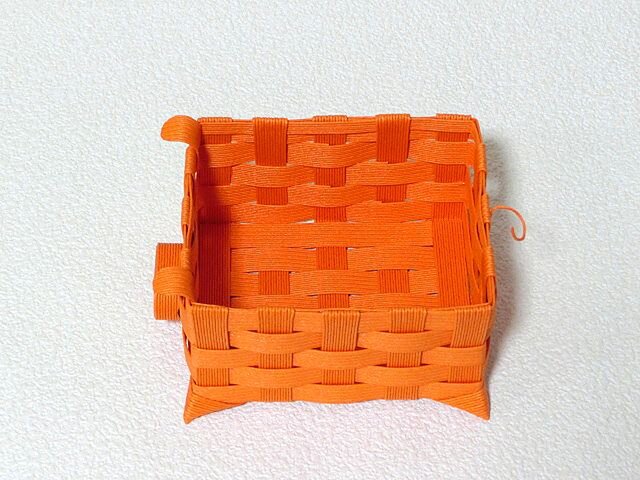 クラフトカゴ 子ブタちゃん 可愛い小物入れ オレンジ みかん色