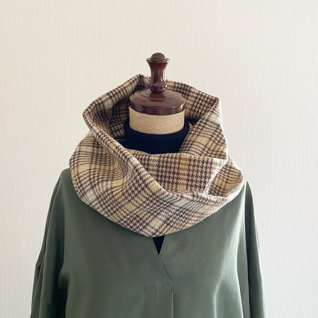 日本製　上質ウール生地使用　♡グレンチェック柄のスヌード♡　秋冬カラー