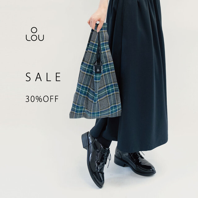 ●30％OFF・販売終了SALE● リュクスなエコバッグ グレー 緑 タータンチェック ●DORRA-ECOBAG●