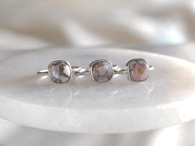 copper pink opal ring コッパーピンクオパール シルバーリング