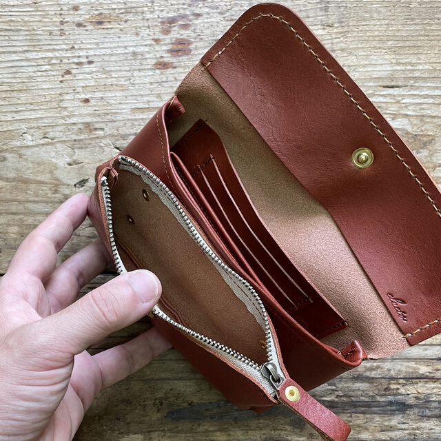 mare-wallet ブラウン（イタリアンレザー財布） | iichi ハンドメイド・クラフト作品・手仕事品の通販