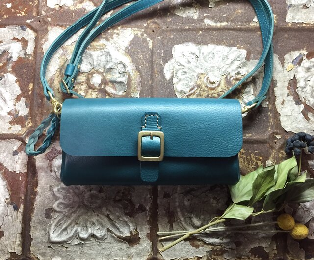 受注製作＊wallet bag(turquoise BLUE) | iichi ハンドメイド