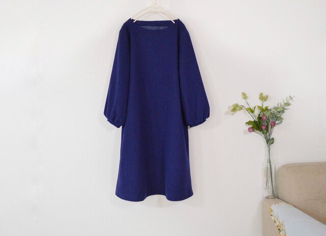 ★新春SALE★【L】ウール混ポケット付きシンプルな大人可愛いワンピース♪の画像1枚目
