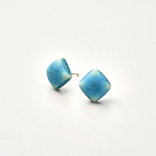 陶磁器ピアス/イヤリング <square_small> No.009 Turquoiseの画像1枚目