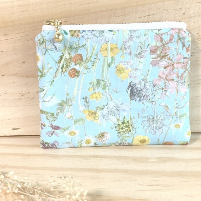 リバティ　10cmファスナーポーチ　ミニミニ　＜Wild Flowers＞(ワイルドフラワーズ)ブルー