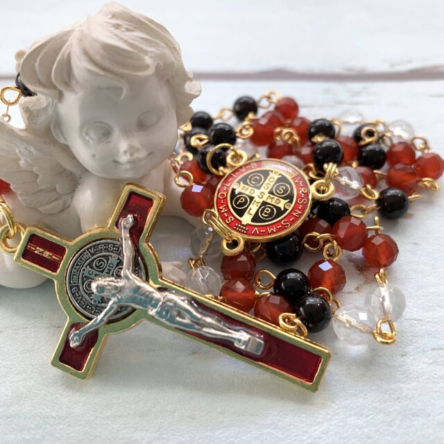 レッドアゲートとモリオンのロザリオ